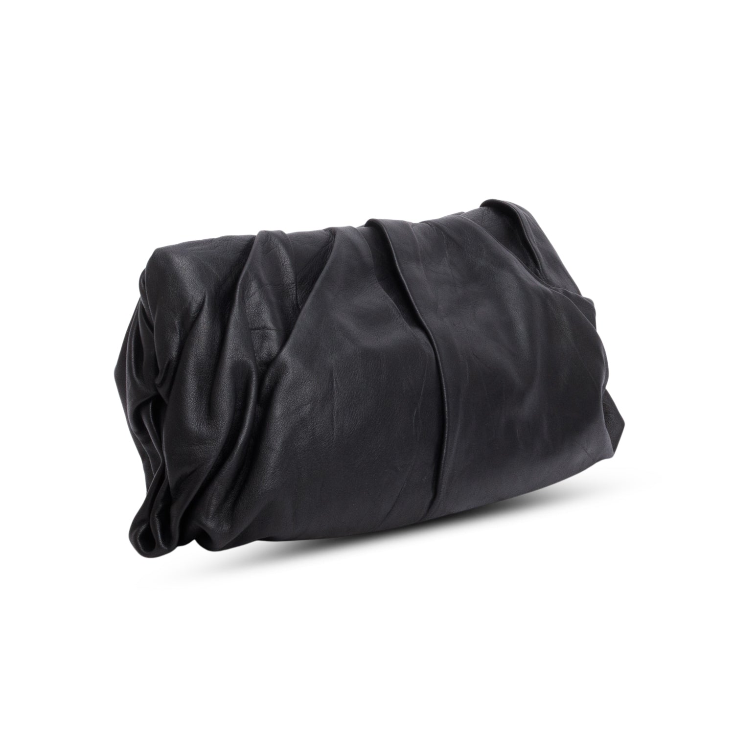 Prada Black Nappa Soft Pleated Clutch