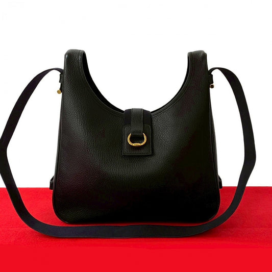 HERMES Shoulder Bag leather black Sako