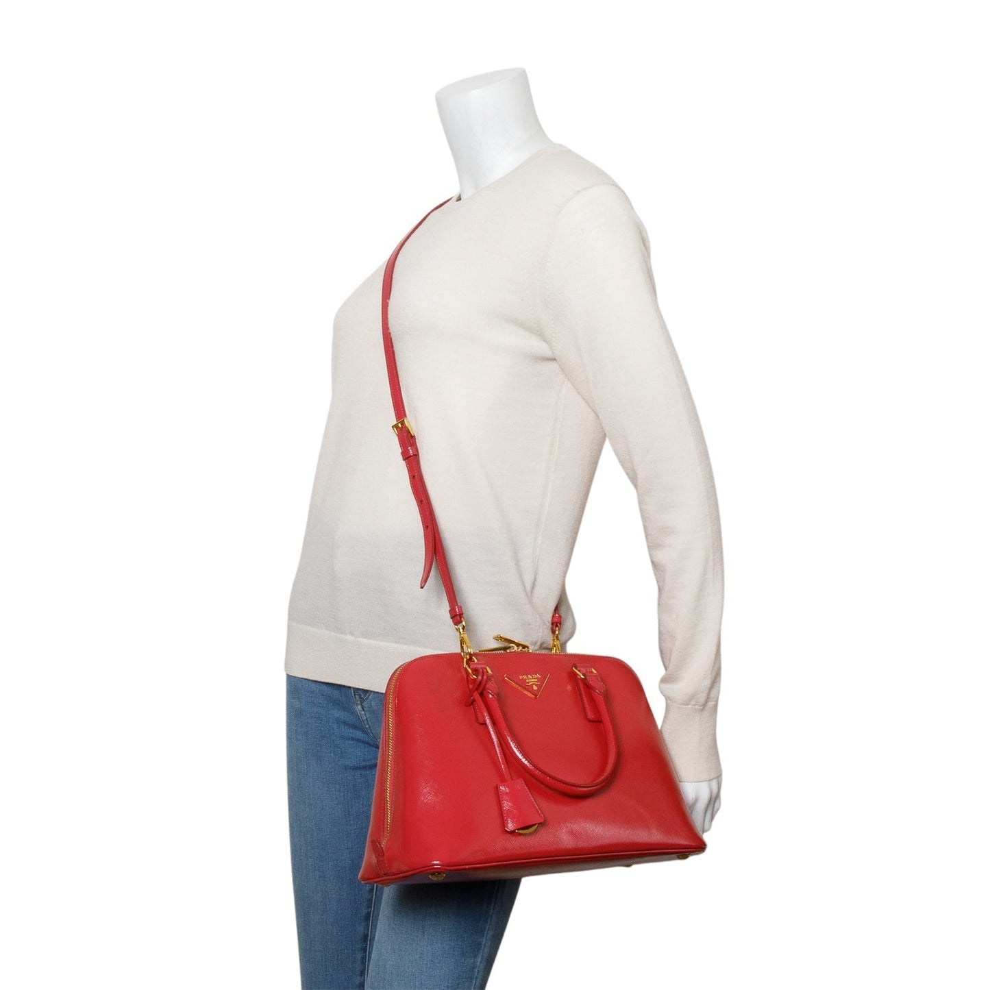 Prada Pink Medium Saffiano Vernice Promenade Tote