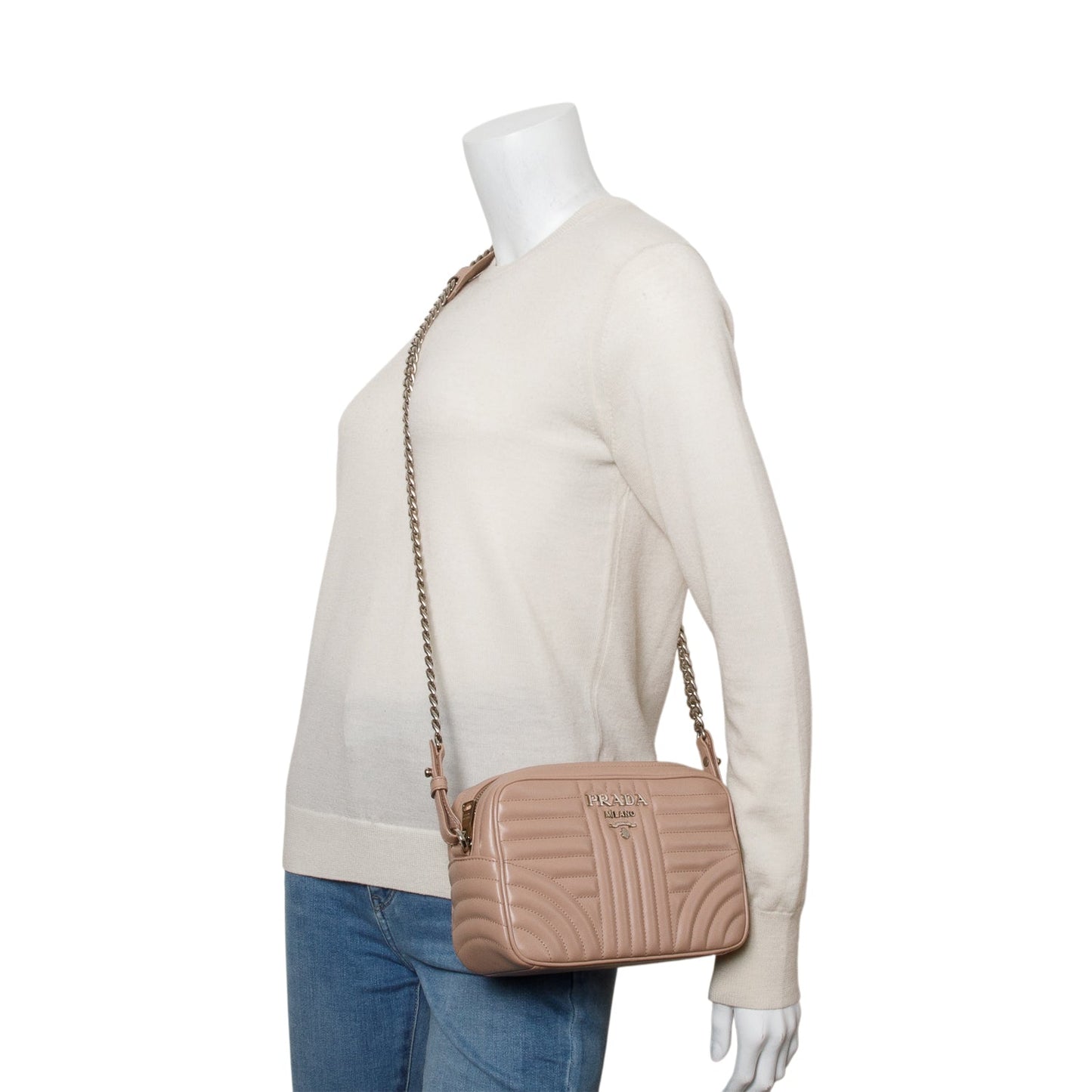 Prada Pink Soft Calfskin Diagramme Crossbody Bag
