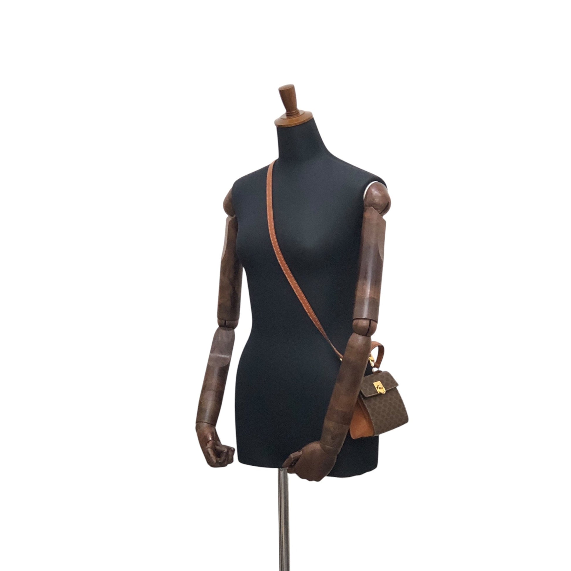 CELINE Macadam Gancini Two-way Small Handbag Shoulder bag Brown 7xvdb2