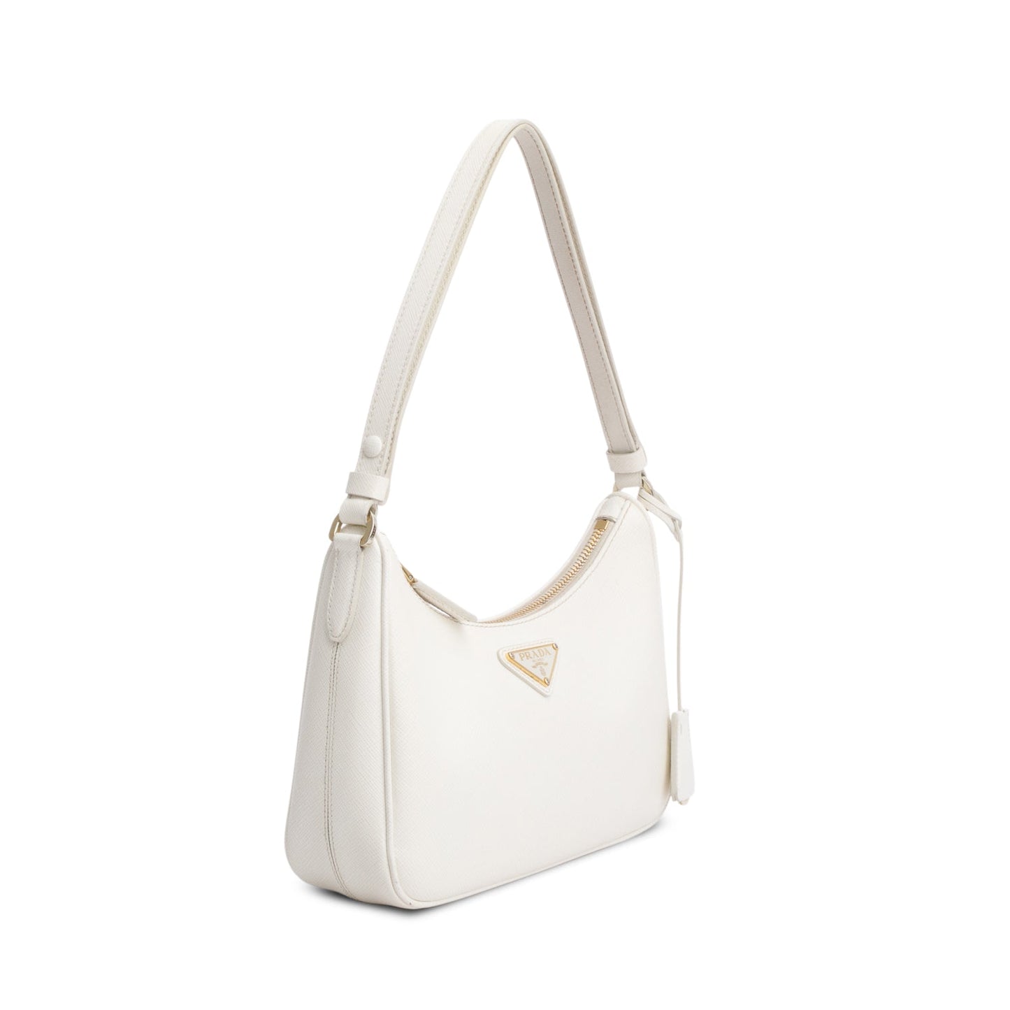 Prada 2023 White Saffiano Lux Mini Re-Edition Shoulder Bag