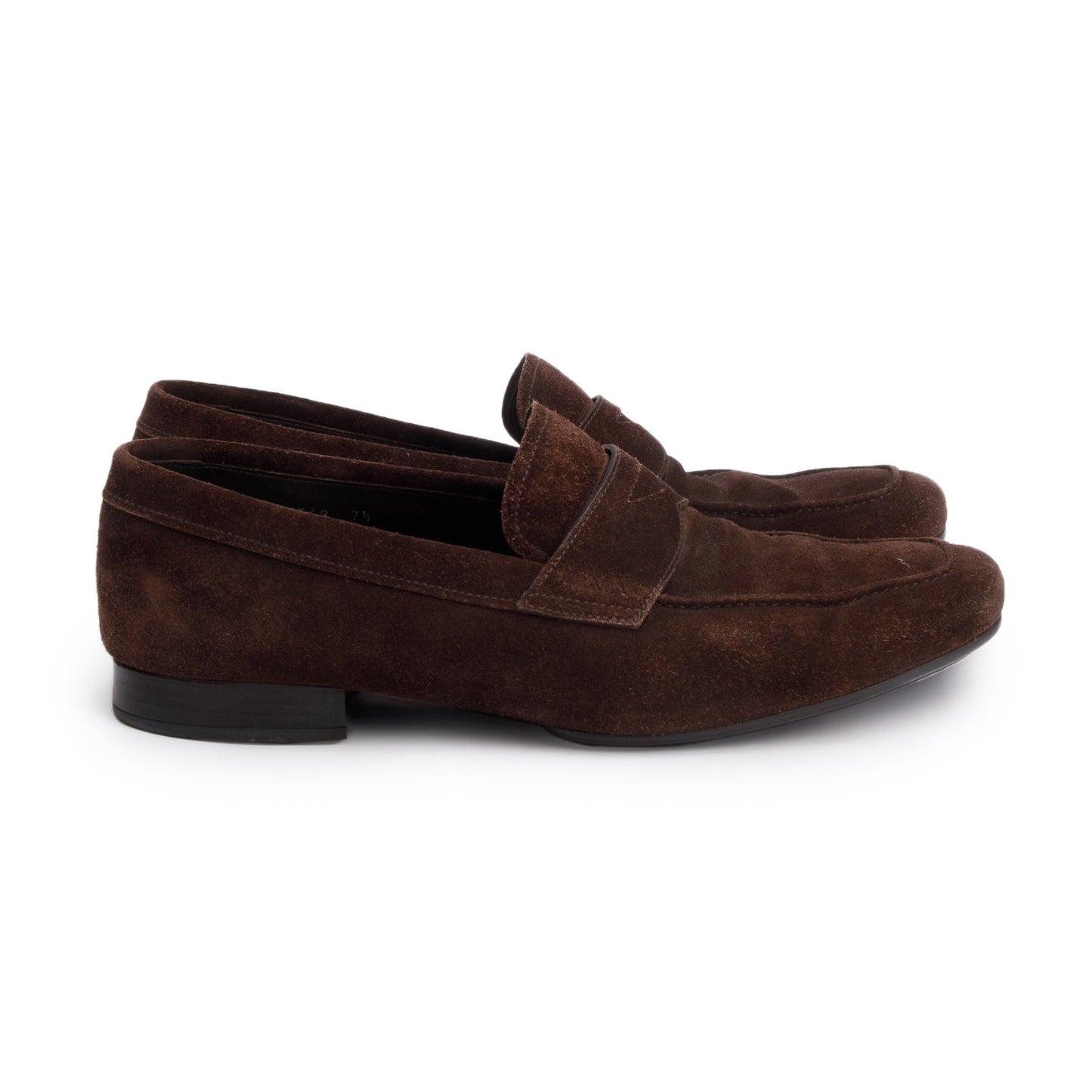 Prada Brown Suede Penny Loafers, Men's Size 7.5