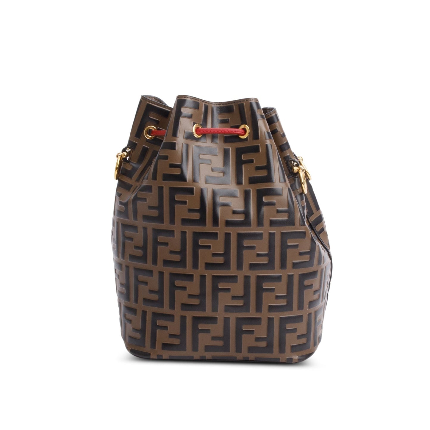 Fendi Brown Vitello Liberty FF 1974 Embossed Small Mon Tresor Bucket Bag