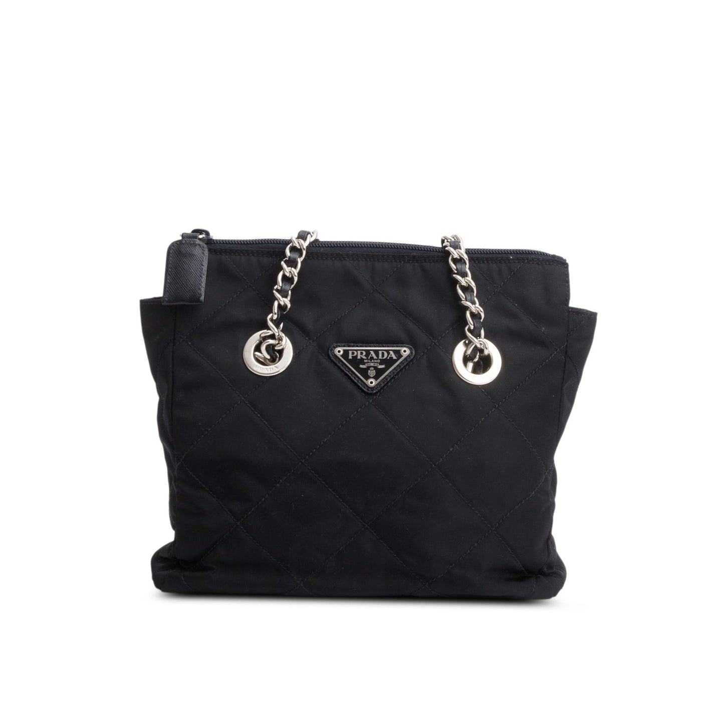 Prada Black Tessuto Nylon Quilted Chain Tote