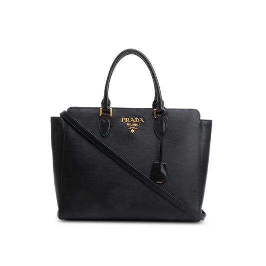 Prada Black Saffiano Soft Calf Leather Medium Tote