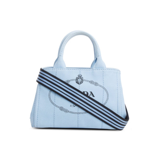 Prada Blue Canvas Small Canapa Logo Tote