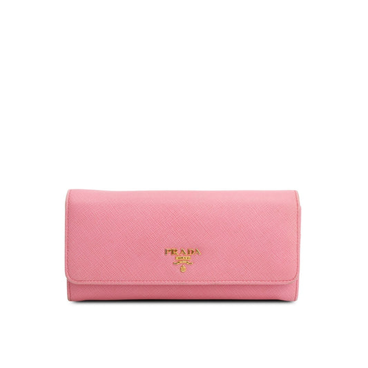 Prada Pink Saffiano Leather Large Continental Wallet