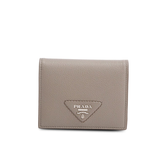 Prada Taupe Vitello Daino Compact Wallet