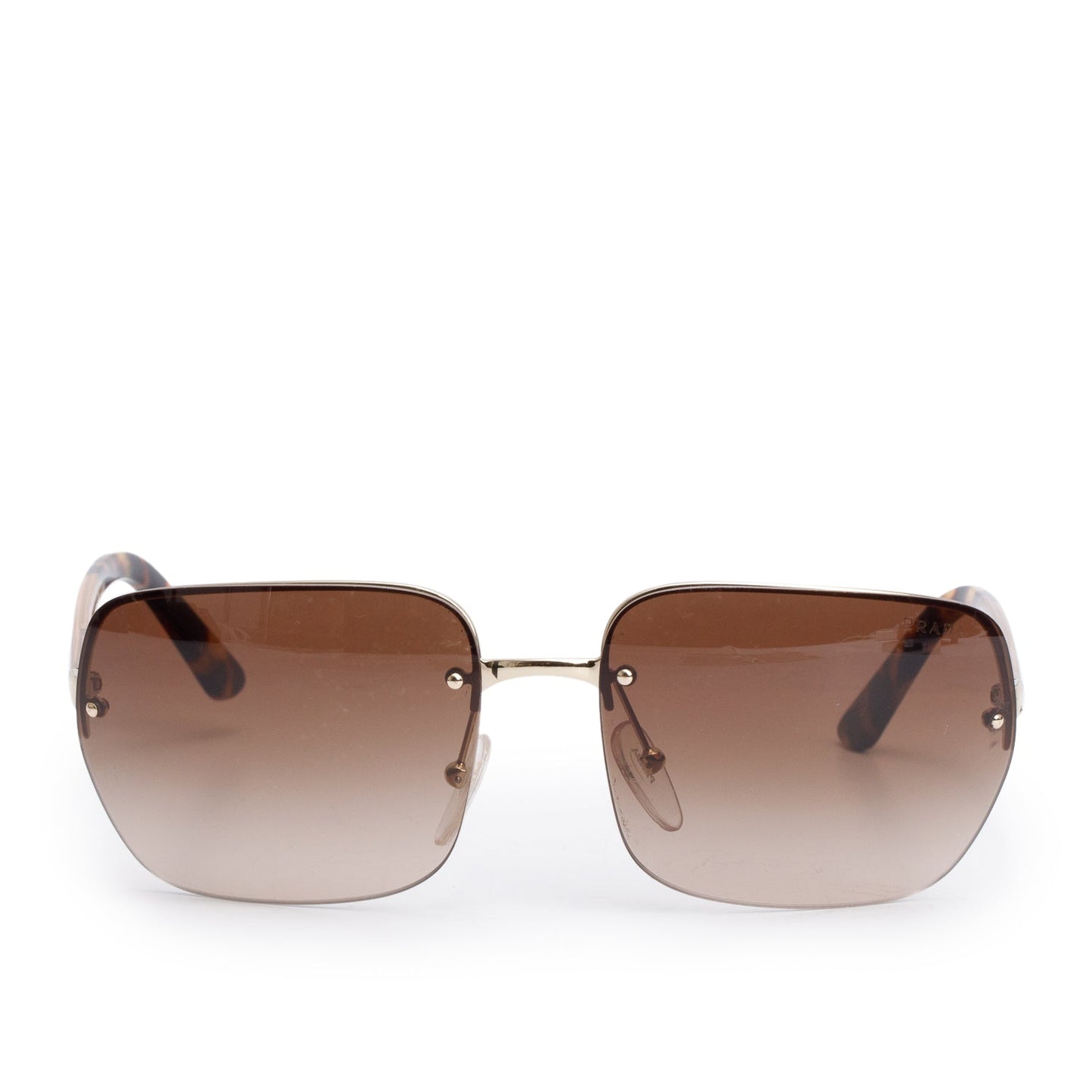 Prada SPR63V Brown Havana Rimless Square Sunglasses