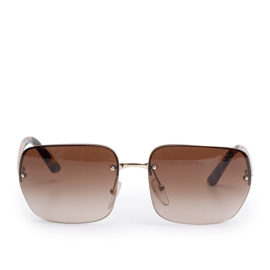 Prada SPR63V Brown Havana Rimless Square Sunglasses