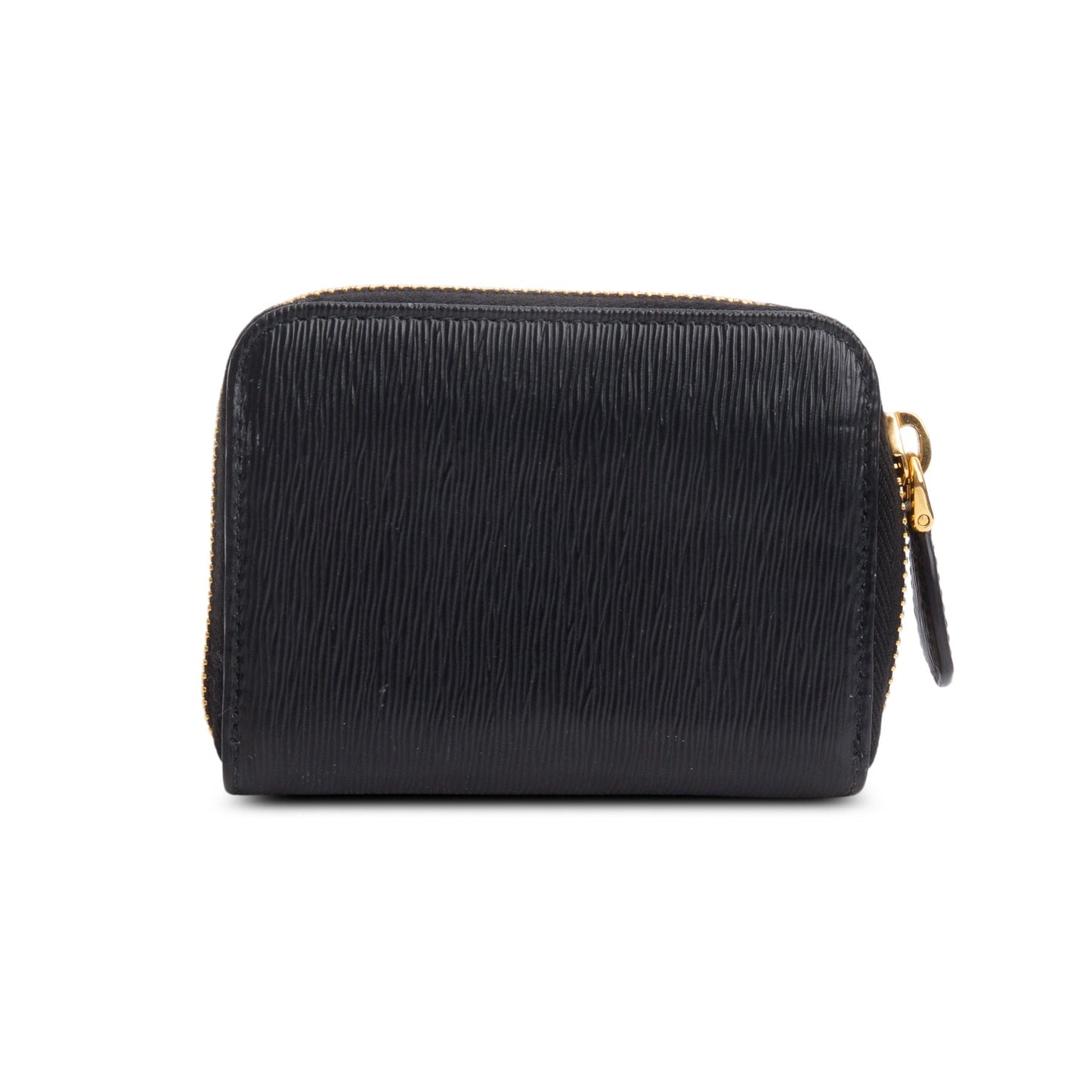 Prada Black Vitello Move Compact Zip Wallet