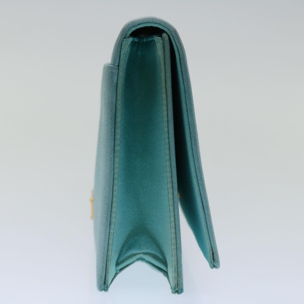 PRADA Clutch Bag Satin Light Blue Auth