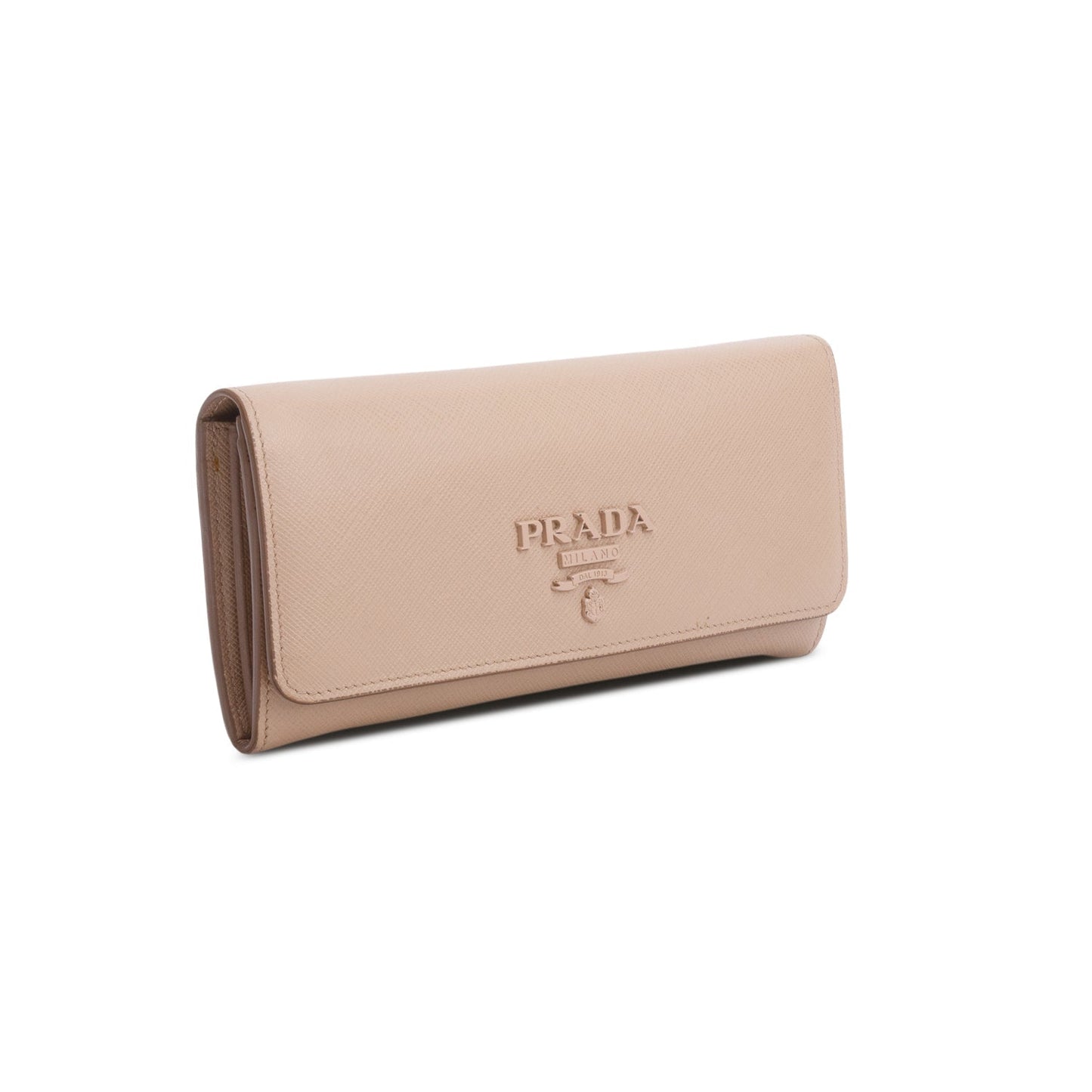 Prada Beige Saffiano Monochrome Continental Wallet