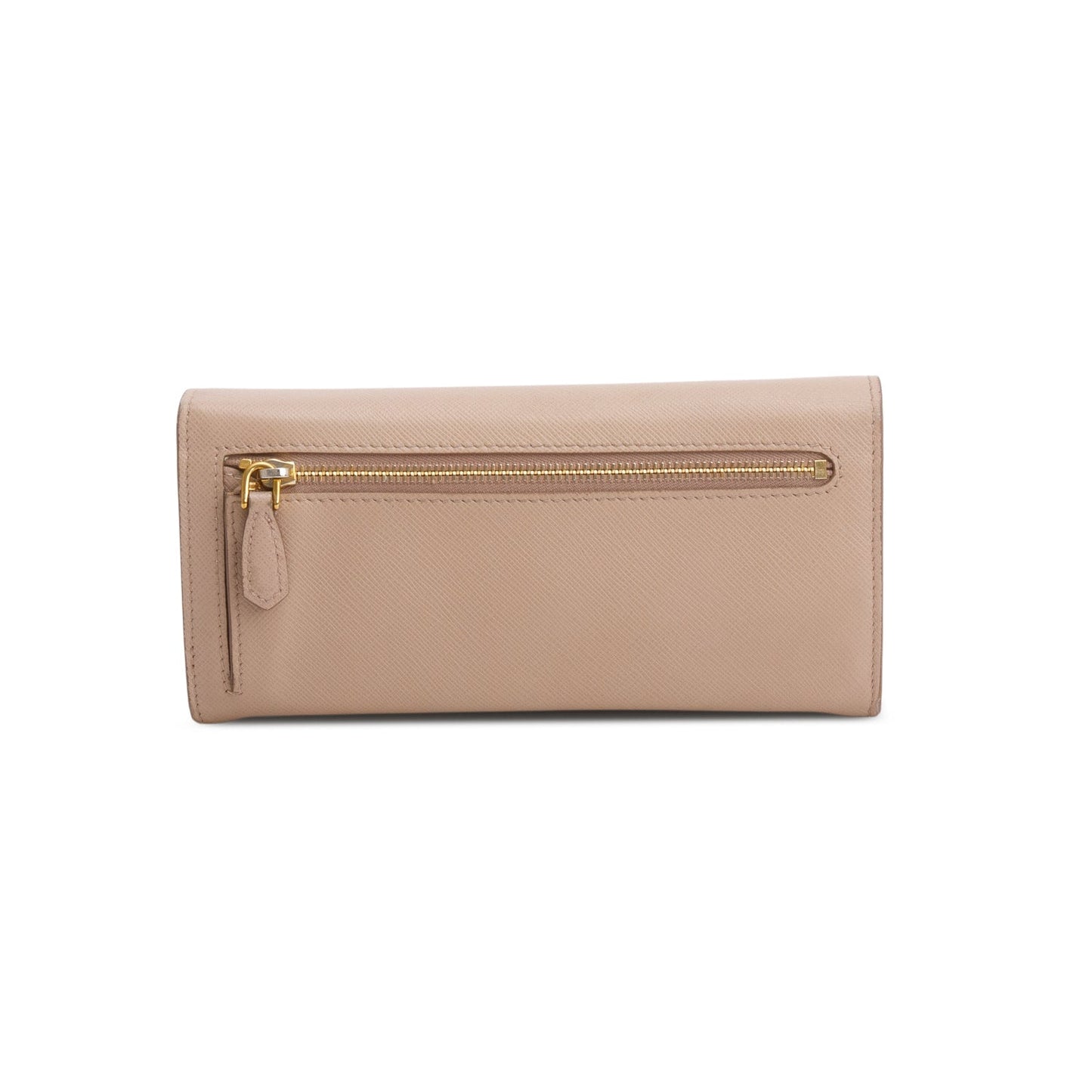 Prada Beige Saffiano Monochrome Continental Wallet