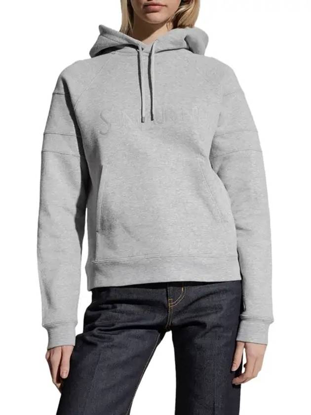 Luxury Saint Laurent Trending 2026 Logo Kangaroo Pocket Fleece Hoodie Grey