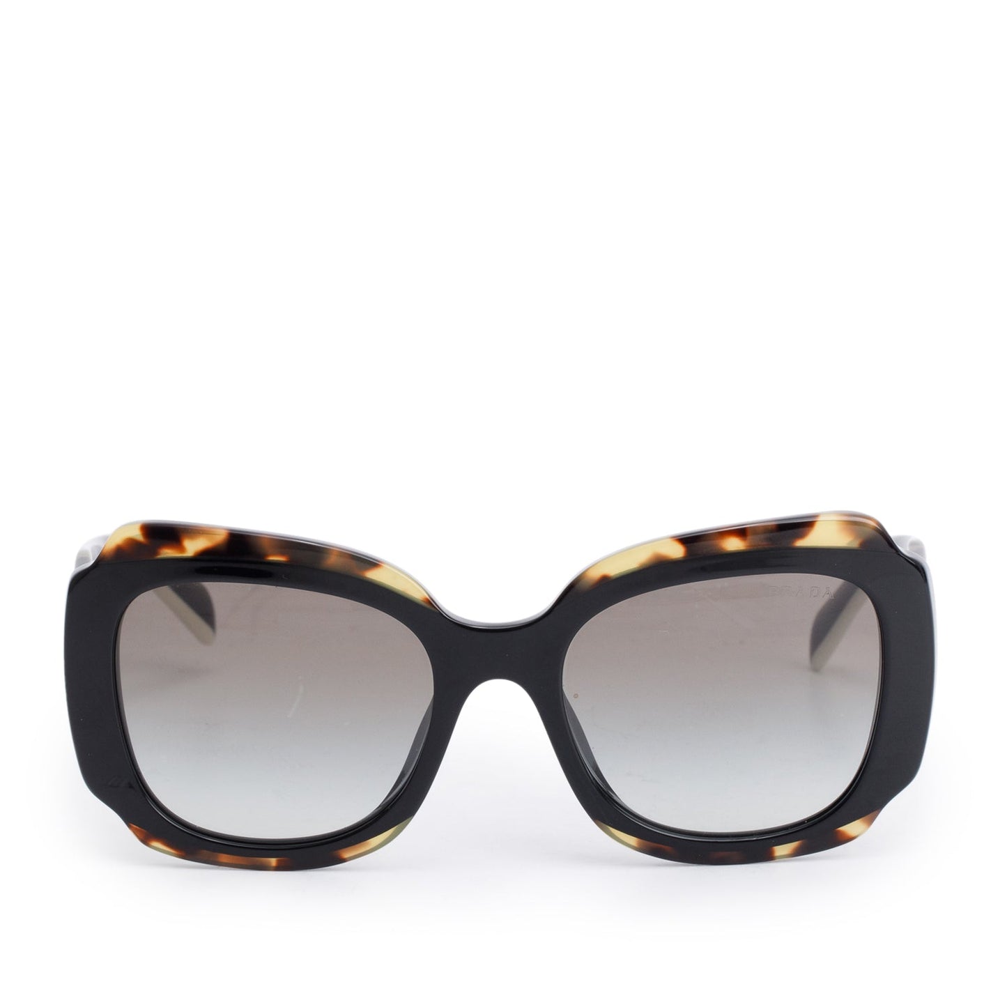 Prada SPR16Y Black/Havana Acetate Square Sunglasses
