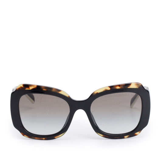 Prada SPR16Y Black/Havana Acetate Square Sunglasses