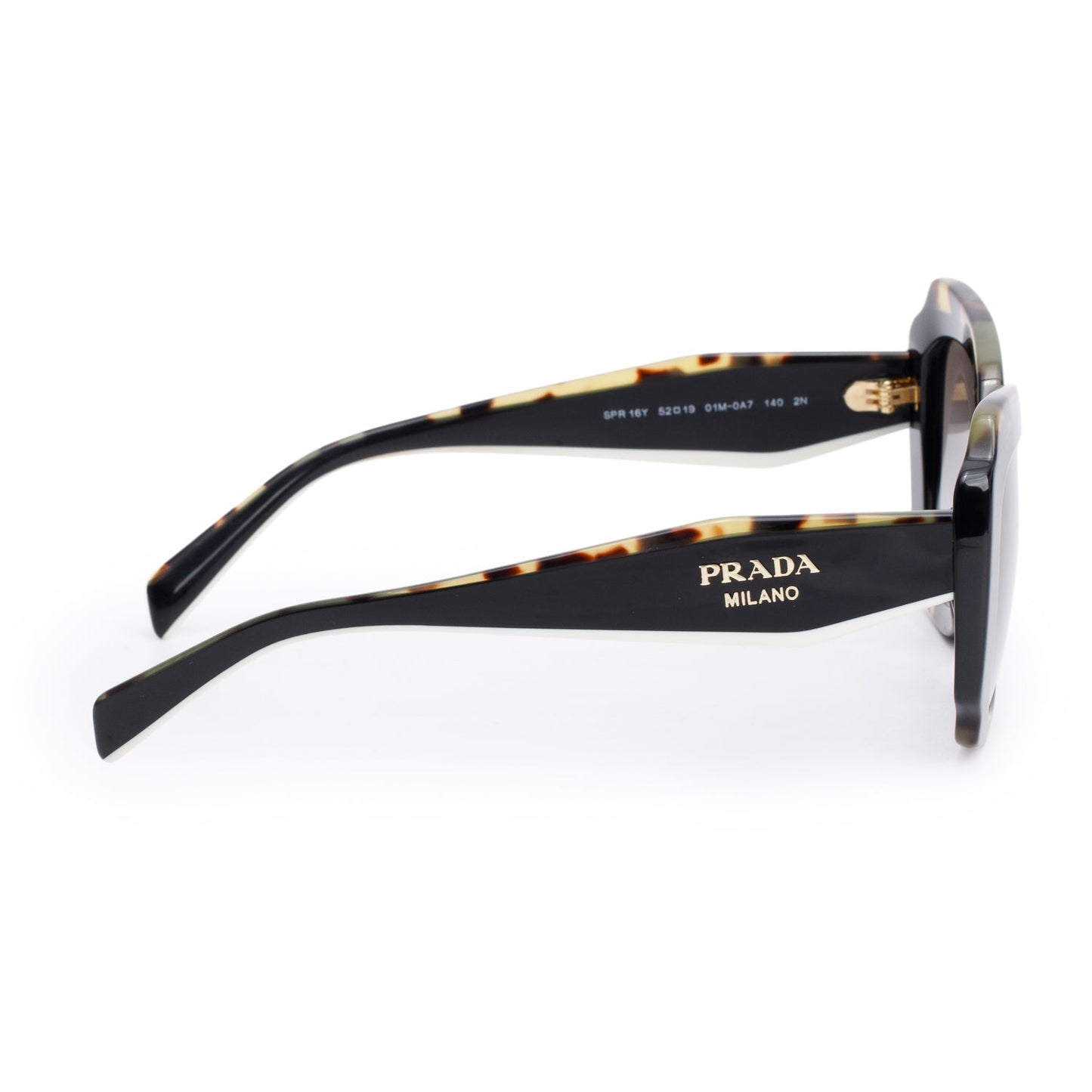 Prada SPR16Y Black/Havana Acetate Square Sunglasses