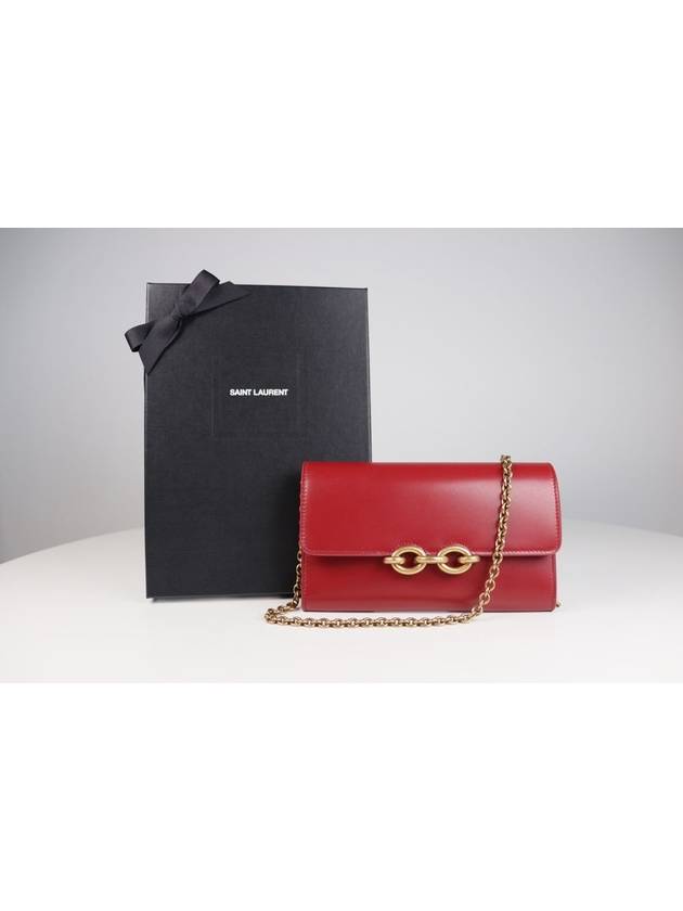 Luxury Saint Laurent Trending 2026 Le Maillon Chain Long Wallet Red