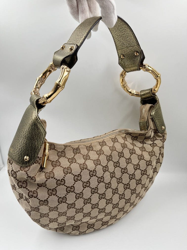 Gucci Bamboo Leather Canvas Shoulder Bag Style 4