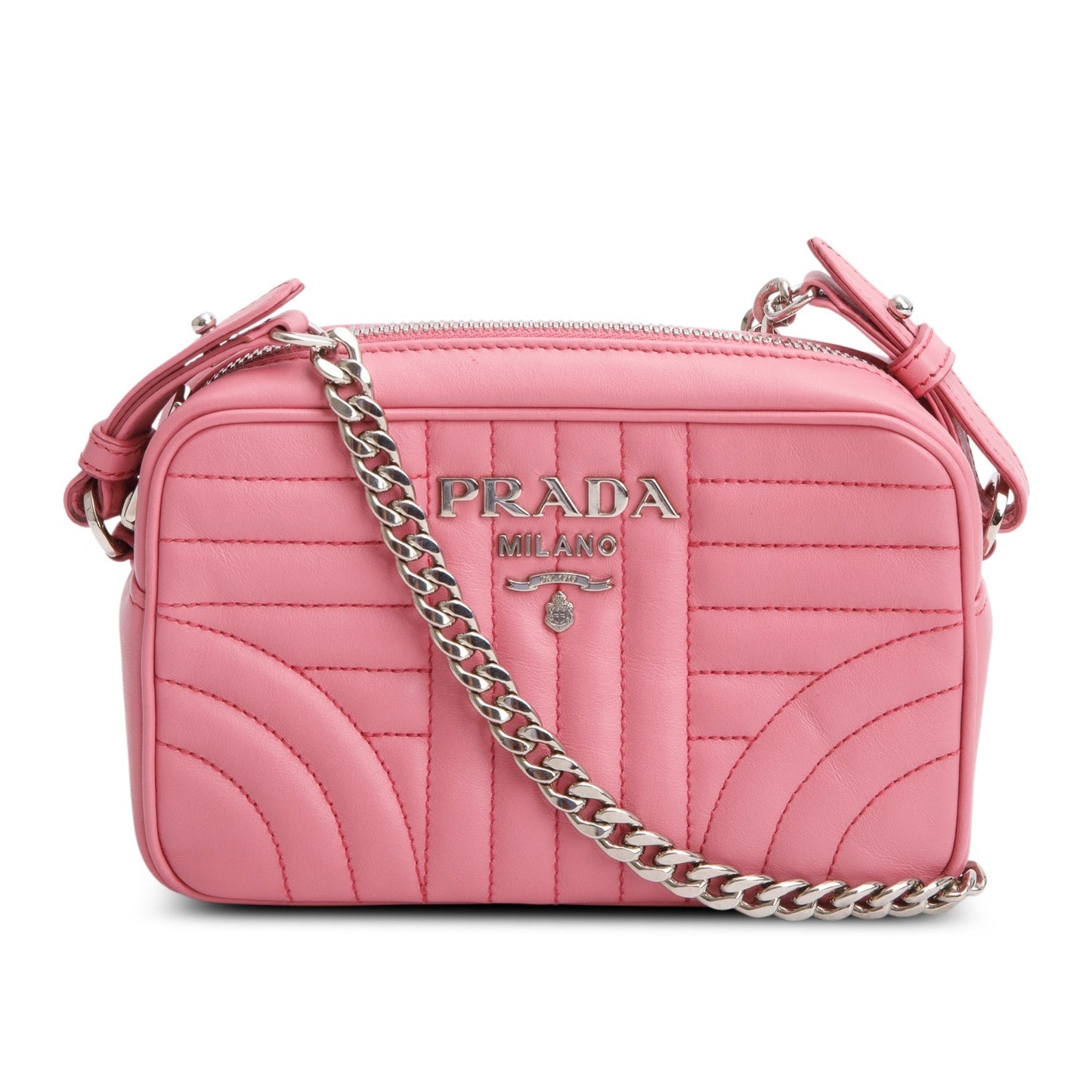 Prada Pink Soft Calfskin Diagramme Camera Bag