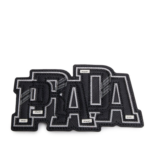 Prada Black Saffiano Leather Logo Trick Con Velcro Patch