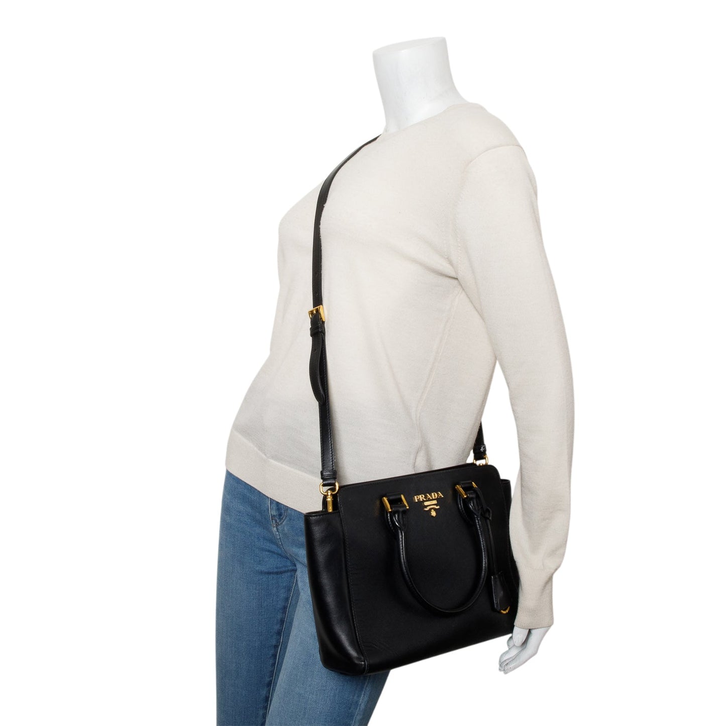 Prada Black Saffiano Soft Calf Leather Tote