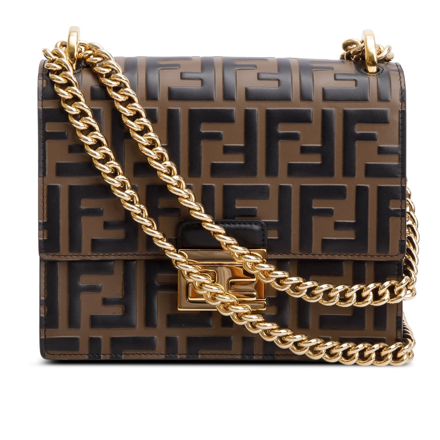 Fendi Vitello Liberty Bi-Color FF 1974 Embossed Small Kan U Shoulder Bag