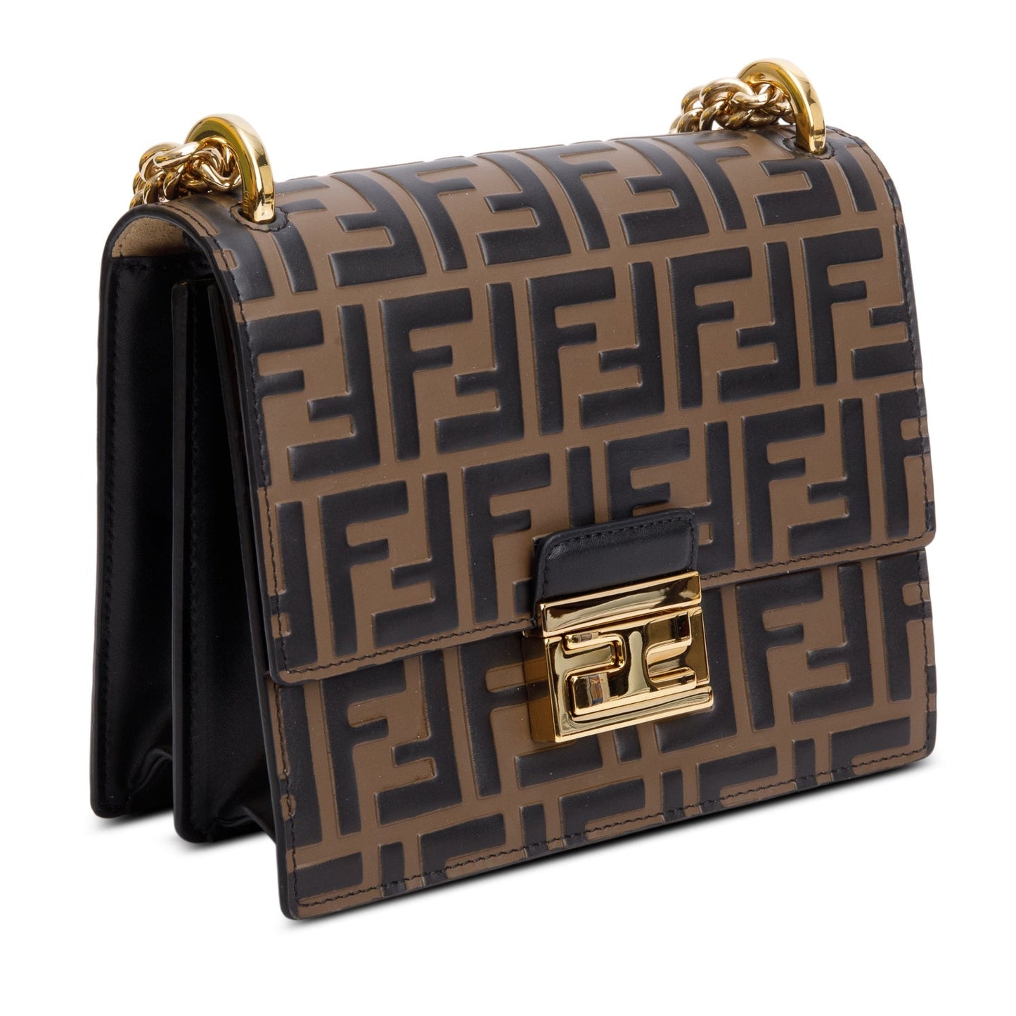 Fendi Vitello Liberty Bi-Color FF 1974 Embossed Small Kan U Shoulder Bag