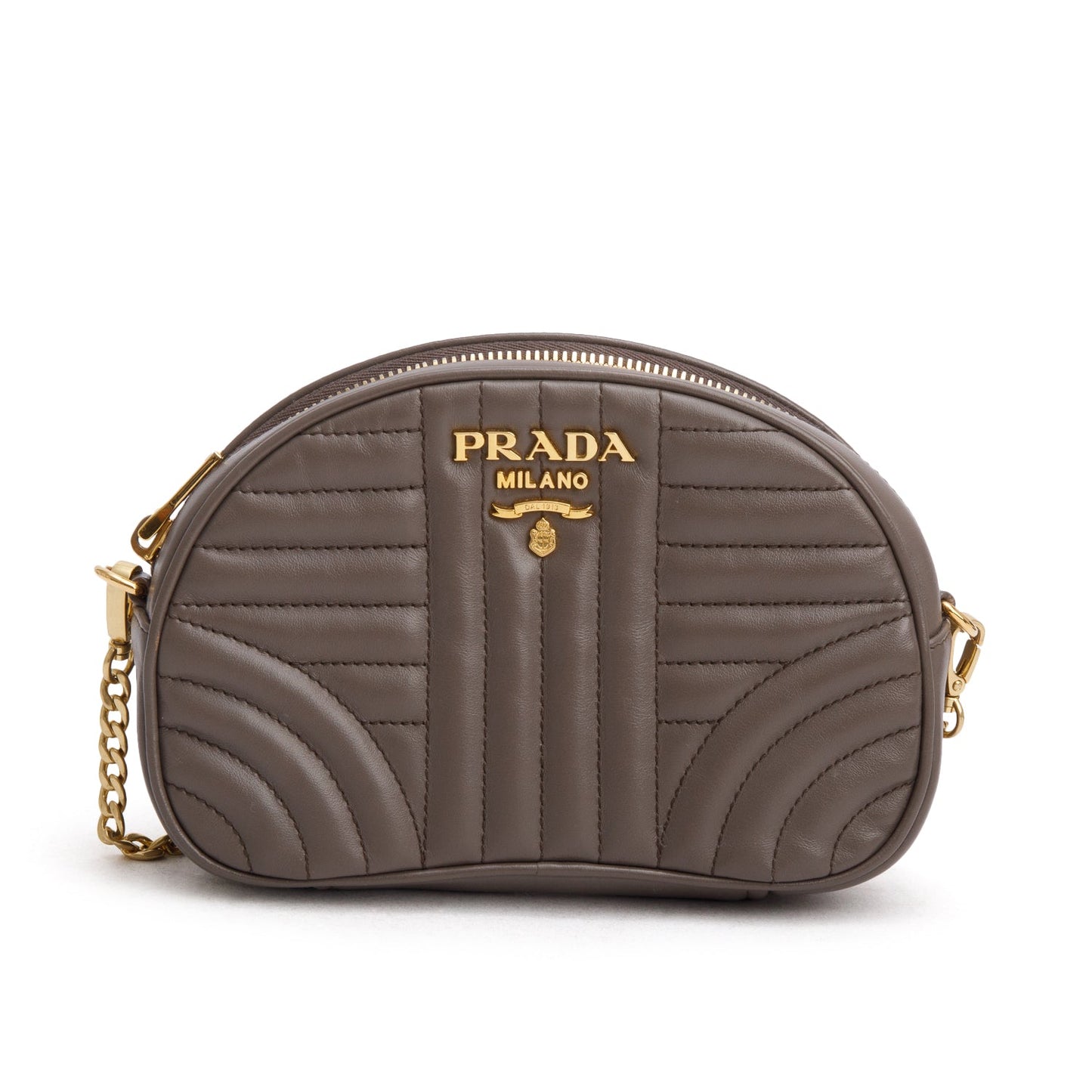 Prada Taupe Qilted Soft Calfskin Diagramme Camera Bag