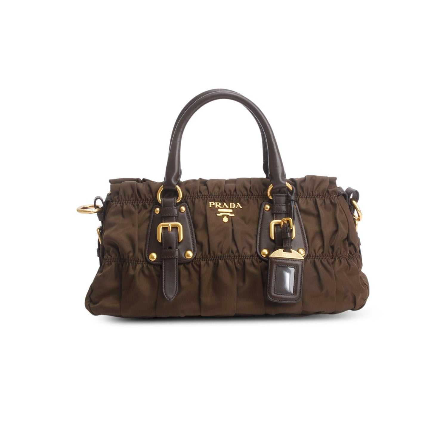 Prada Brown Tessuto Nylon Gaufre Shoulder Bag