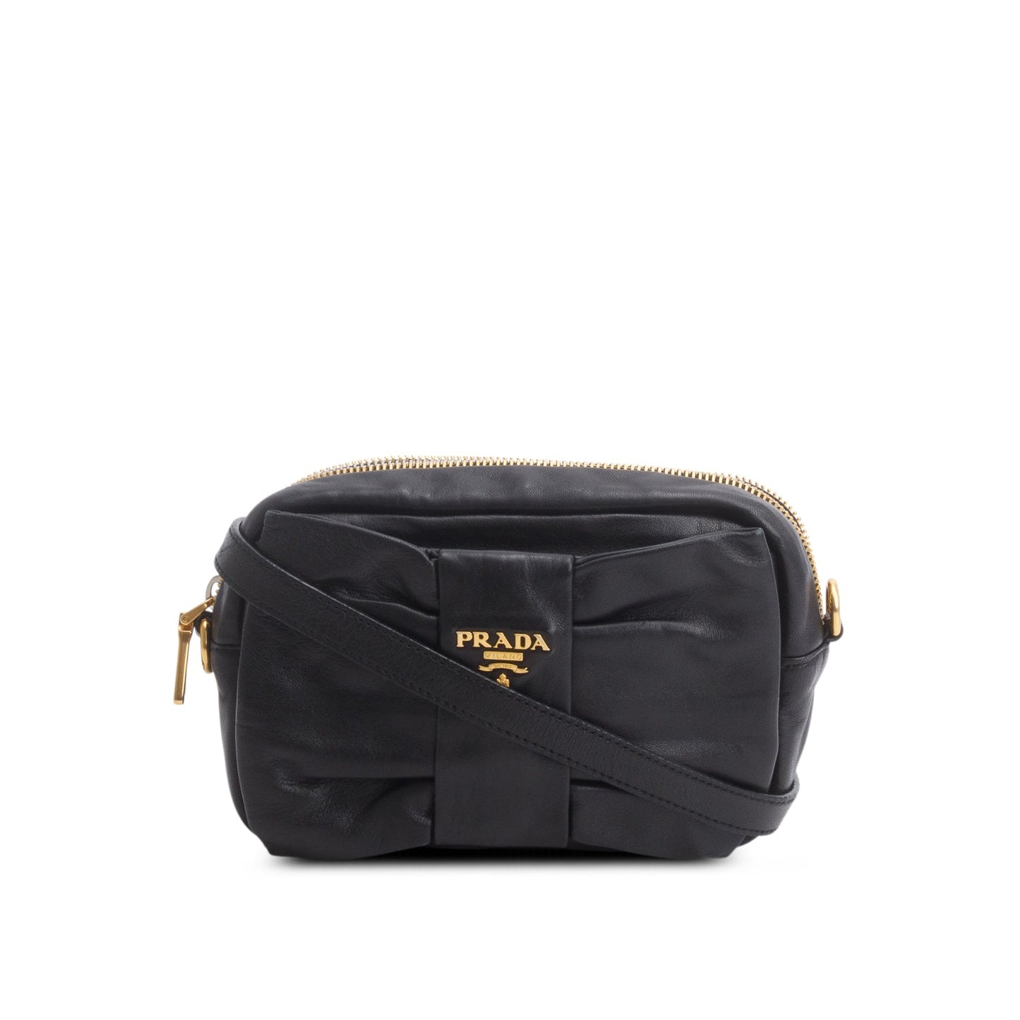 Prada Black Nappa Fiocco Bow Crossbody Clutch