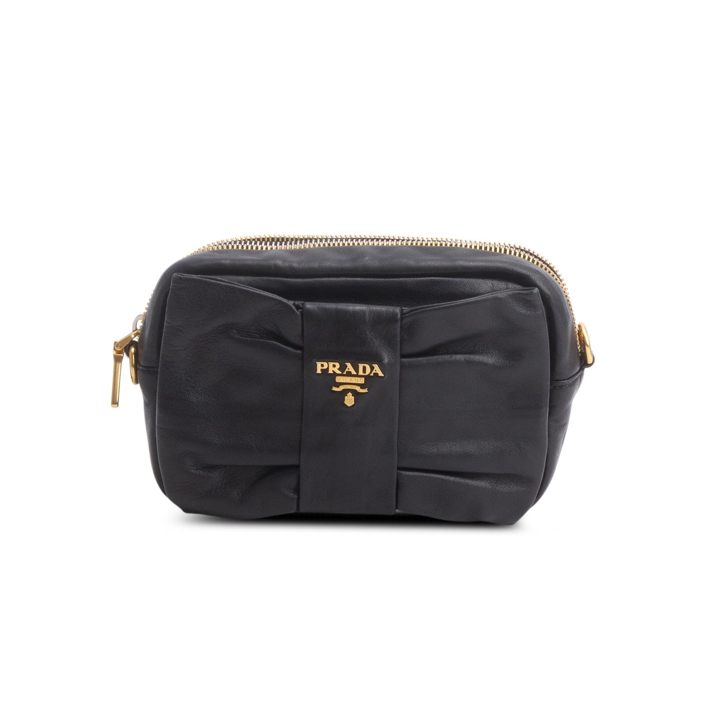Prada Black Nappa Fiocco Bow Crossbody Clutch