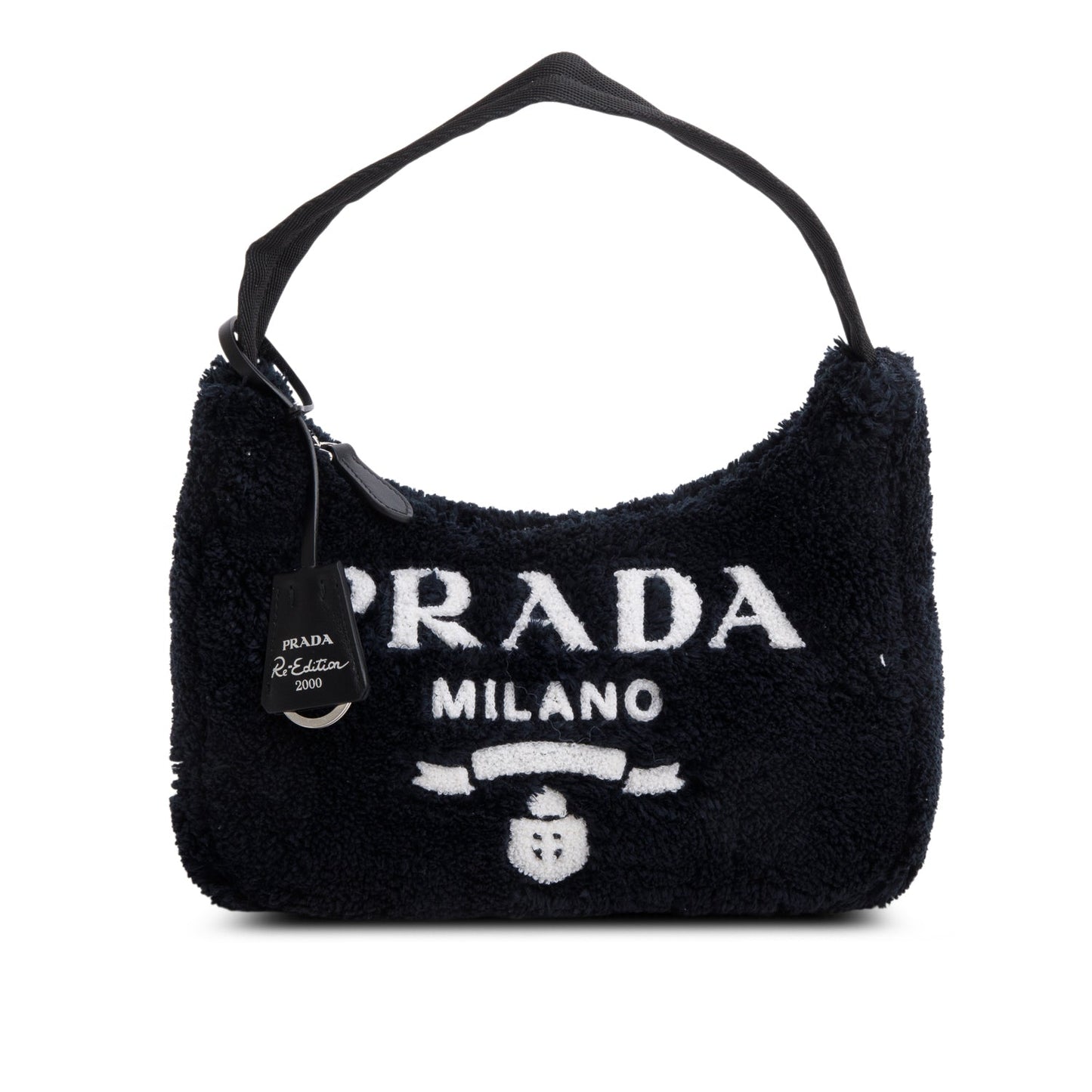 Prada 2021 Black Terry Cloth Mini Re-Edition 2000 Bag