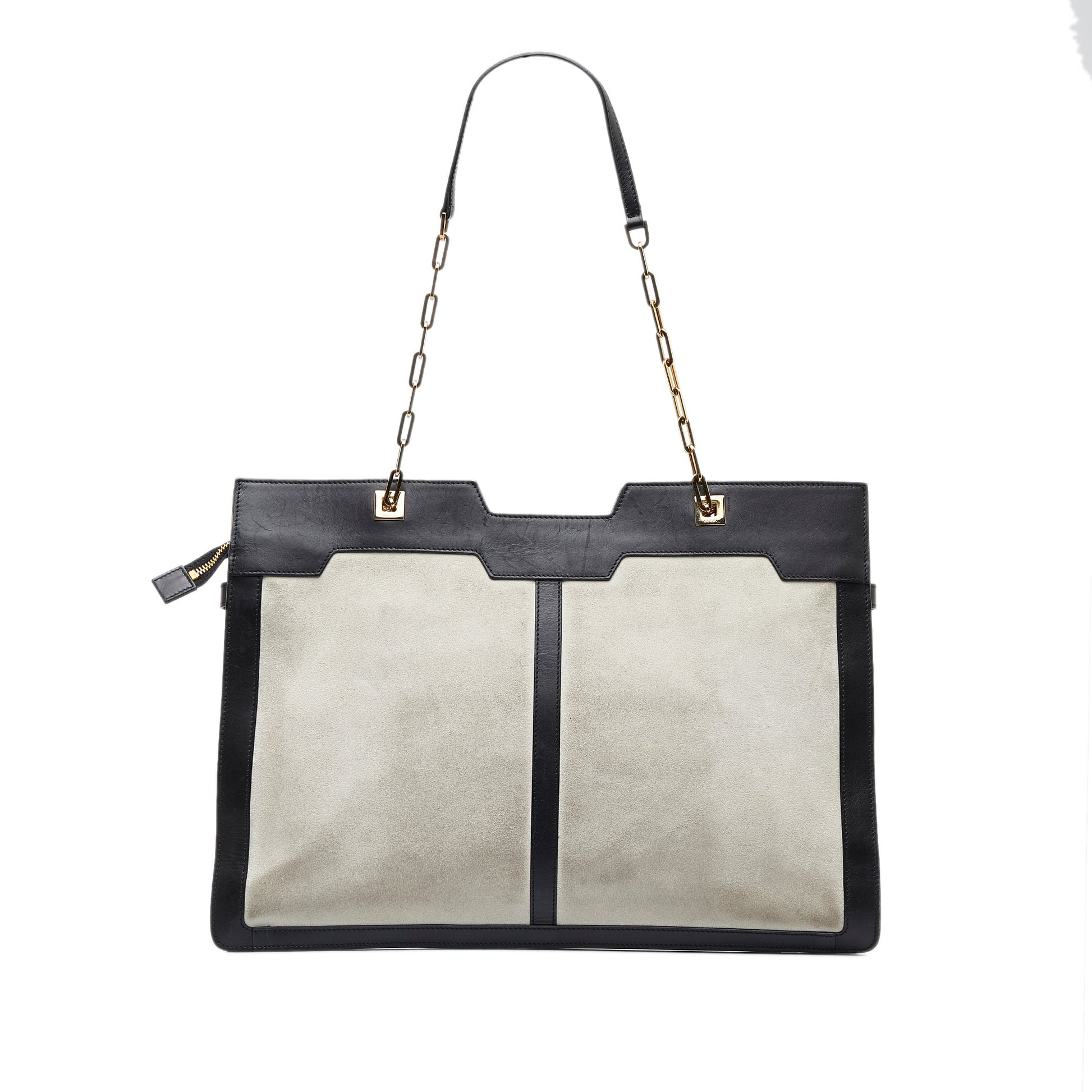 Gucci White Leather Suede Tote