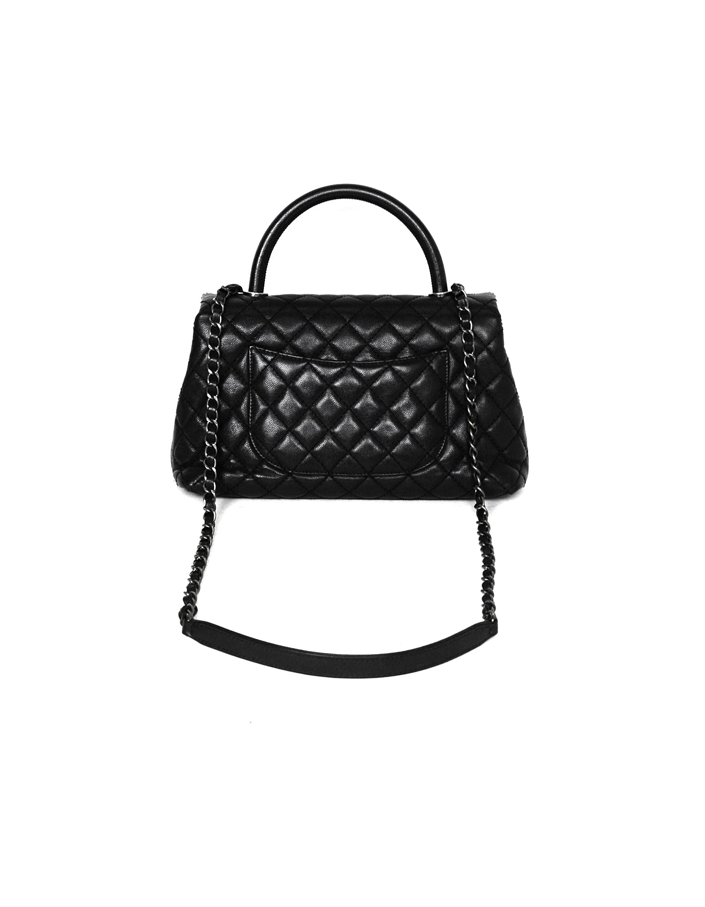Chanel Black Caviar Quilted Small Coco Handle Flap Bag