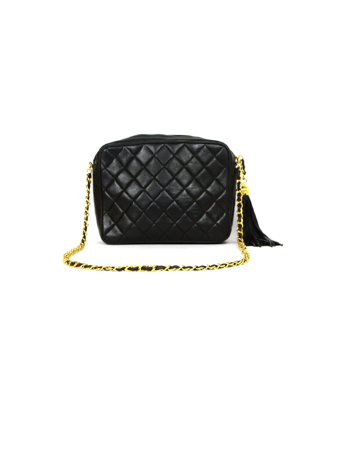 Chanel Black Lambskin Quilted CC Camera Crossbody Bag