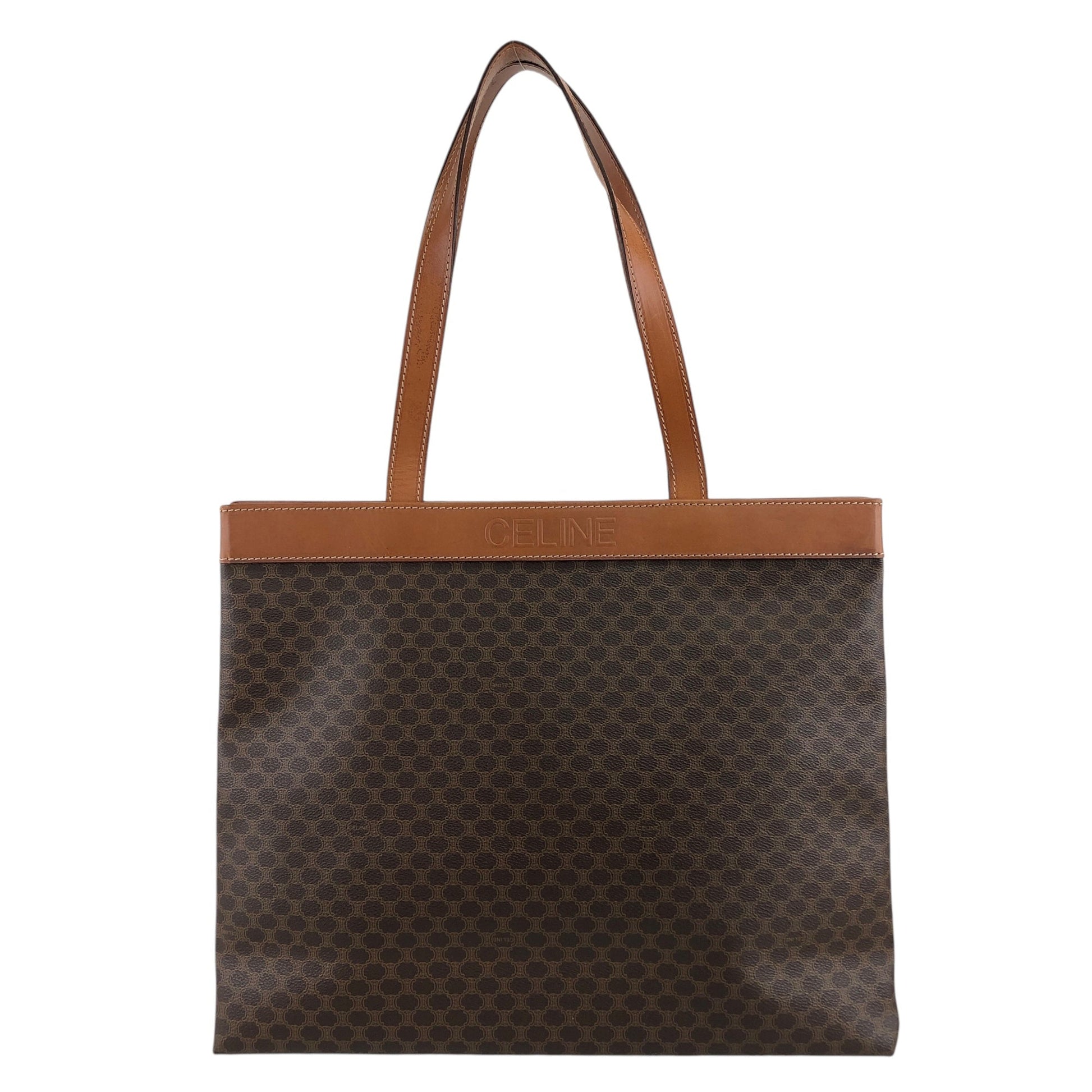CELINE Macadam Logo Embossed Handbag Brown fag5p8