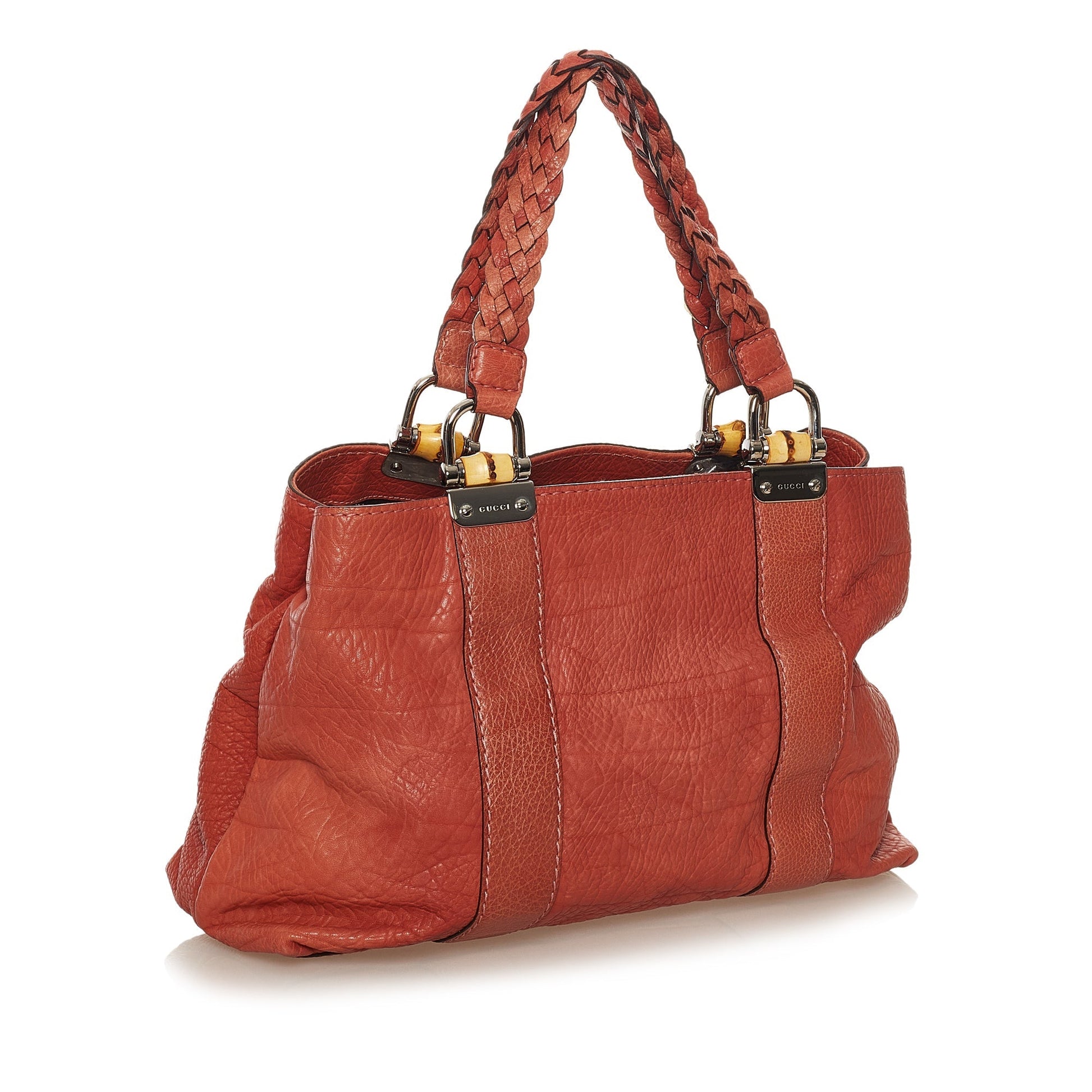 Gucci Bamboo Red Leather Tote Style 2