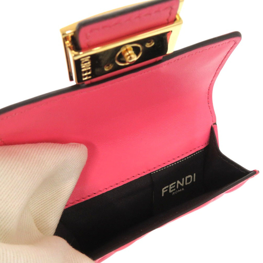 FENDI Tri-fold wallet 8M0395 leather pink Baguette Micro Women