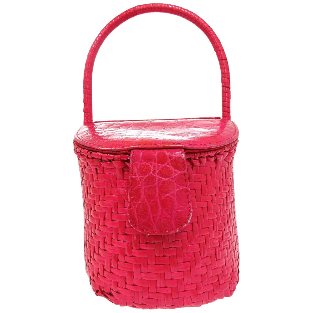 FENDI Handbag straw pink Basket bag vanity bag Women