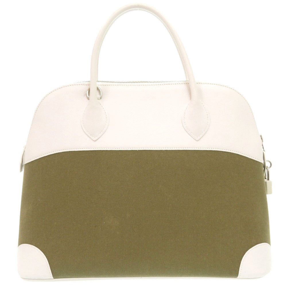 HERMES Handbag Toile Gibessire, Vaux Swift khaki Bored 37 Women