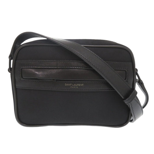SAINT LAURENT PARIS Shoulder Bag Nylon, Lambskin black camera bag camping