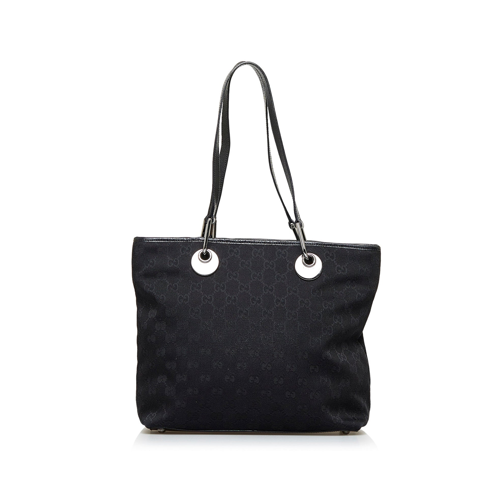 Gucci Black Leather Canvas Tote Style 25
