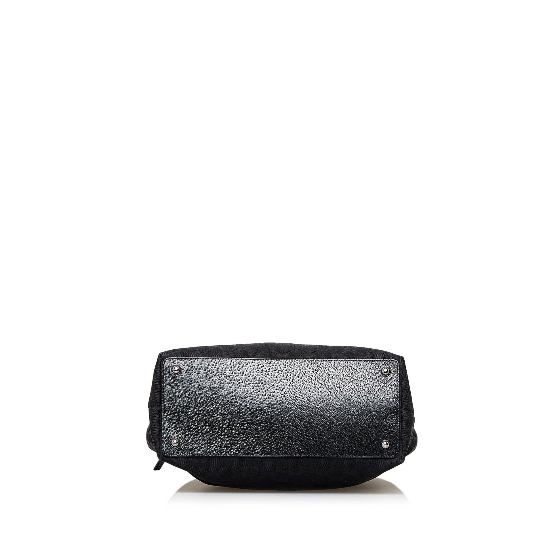 Gucci Black Leather Canvas Tote Style 25