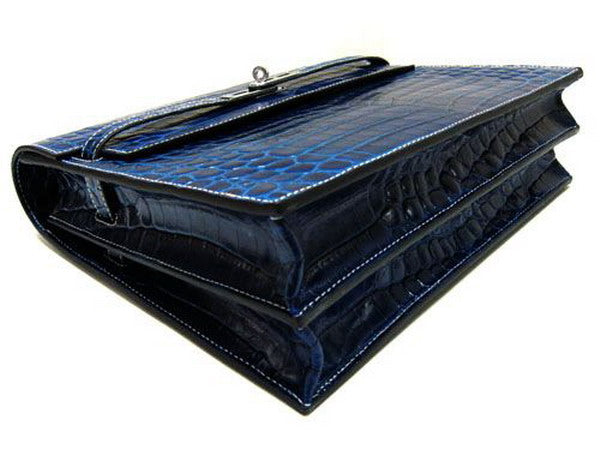 Luxury Hermes Briefcases Unisex Briefcase Blue Handbag