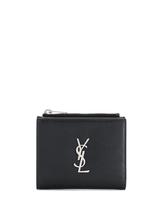 Luxury Saint Laurent Trending 2026 Men's Logo Plaque Wallet in Nero | 5757260SX0E1000