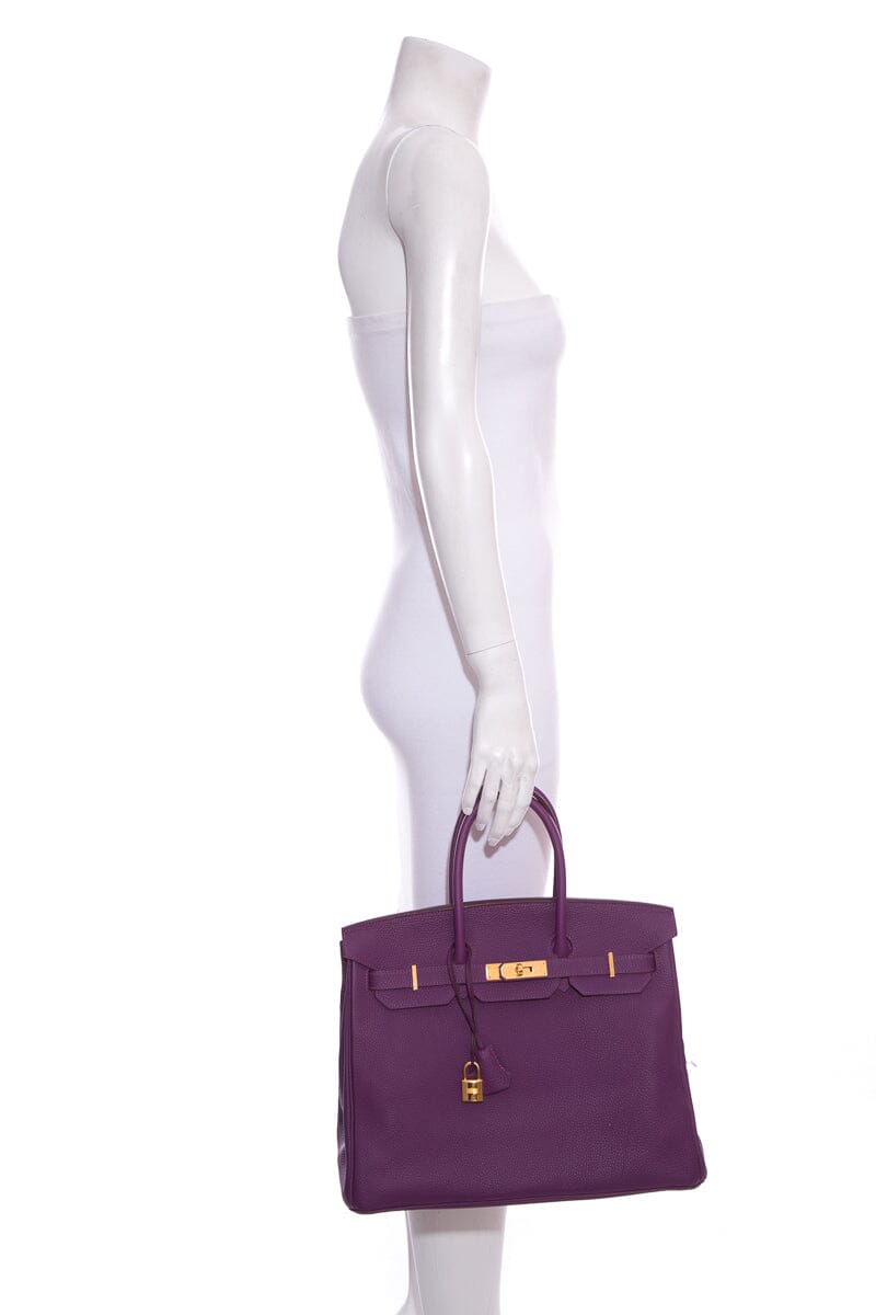 Hermes2012 Anemone 35cm Togo Birkin Handbag W/ Gold HW