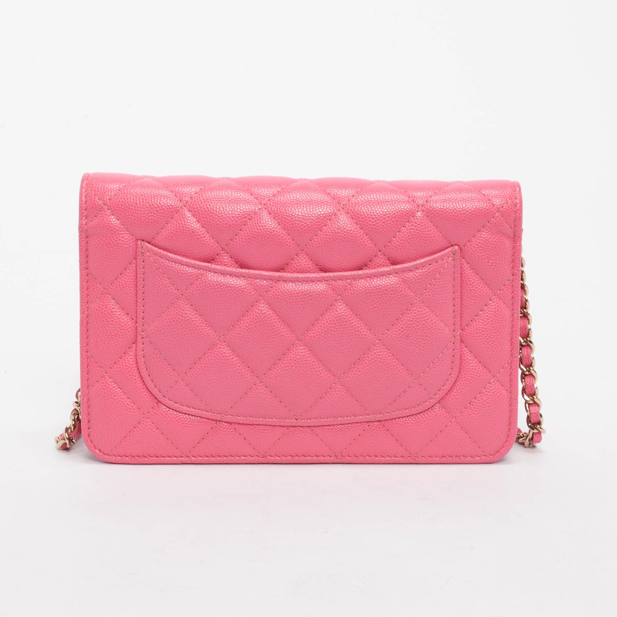 Chanel Pink Quilted Caviar Classic Wallet On Chain Crossbody
